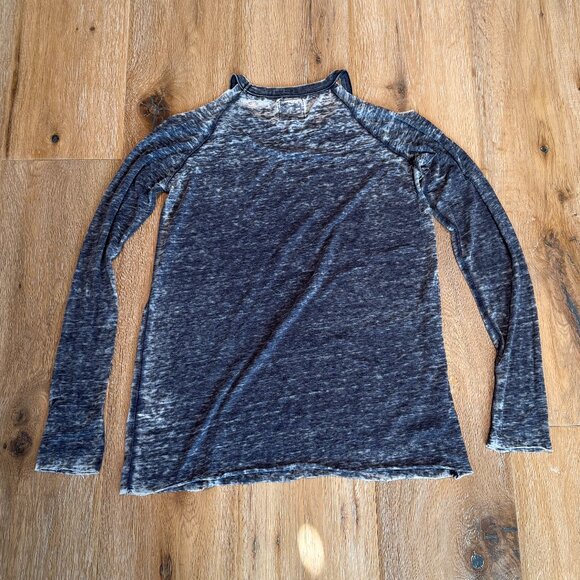 Chaser Cold Shoulder Burnout Long Sleeve Oversize Tee Sz S - Picture 2 of 4